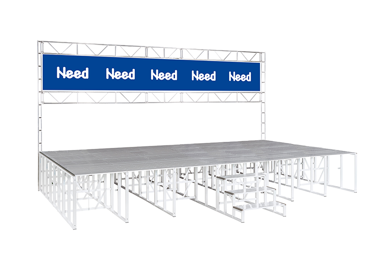 イメージ：背面支柱付ステージ(垂れ幕取付用)