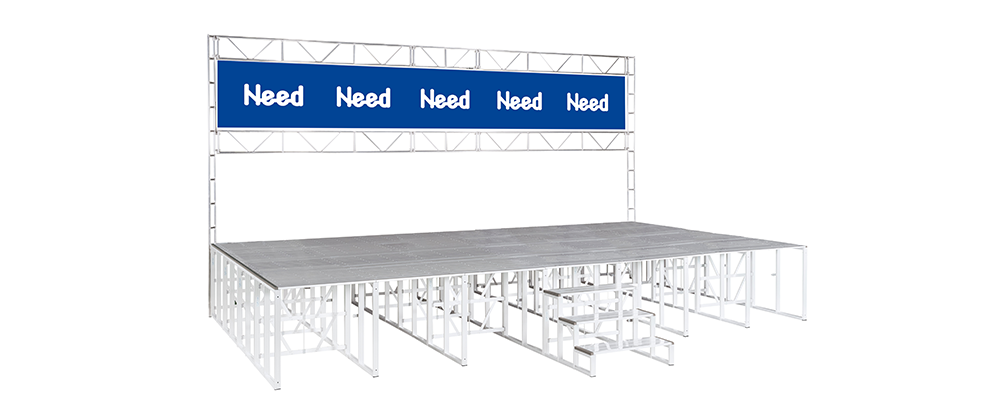イメージ：背面支柱付ステージ(垂れ幕取付用)
